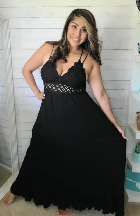 Black Lace Bralette Maxi Dress