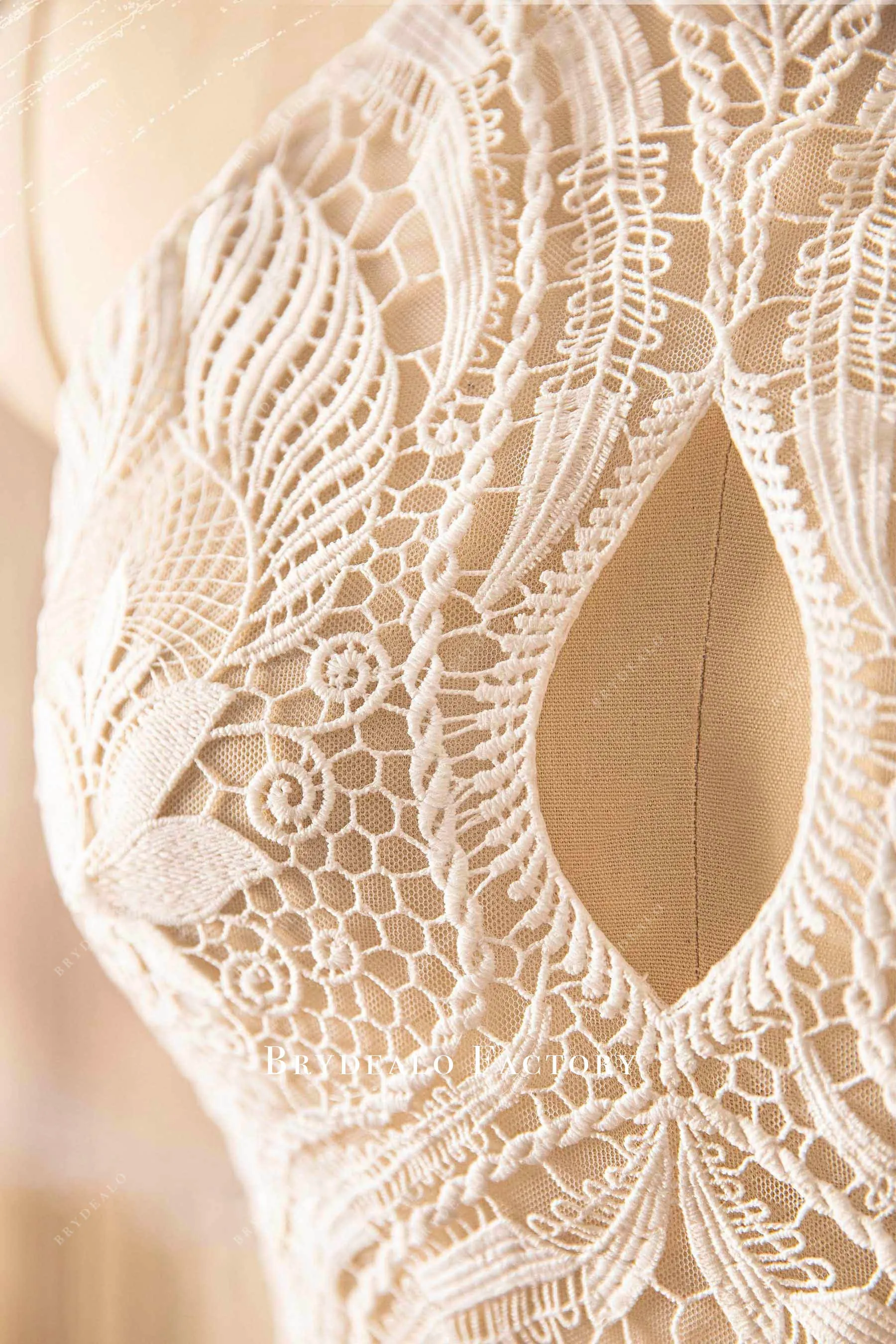 Bohemian Halter Keyhole Lace Bridal Crop Top