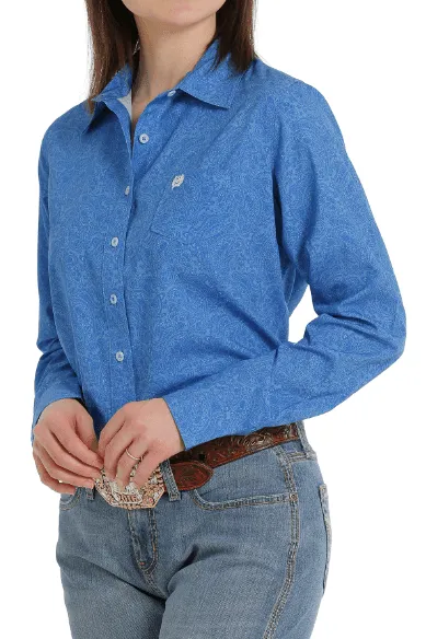 Cinch Women's ArenaFlex Blue Paisley Print Long Sleeve Western Shirt MSW9163014
