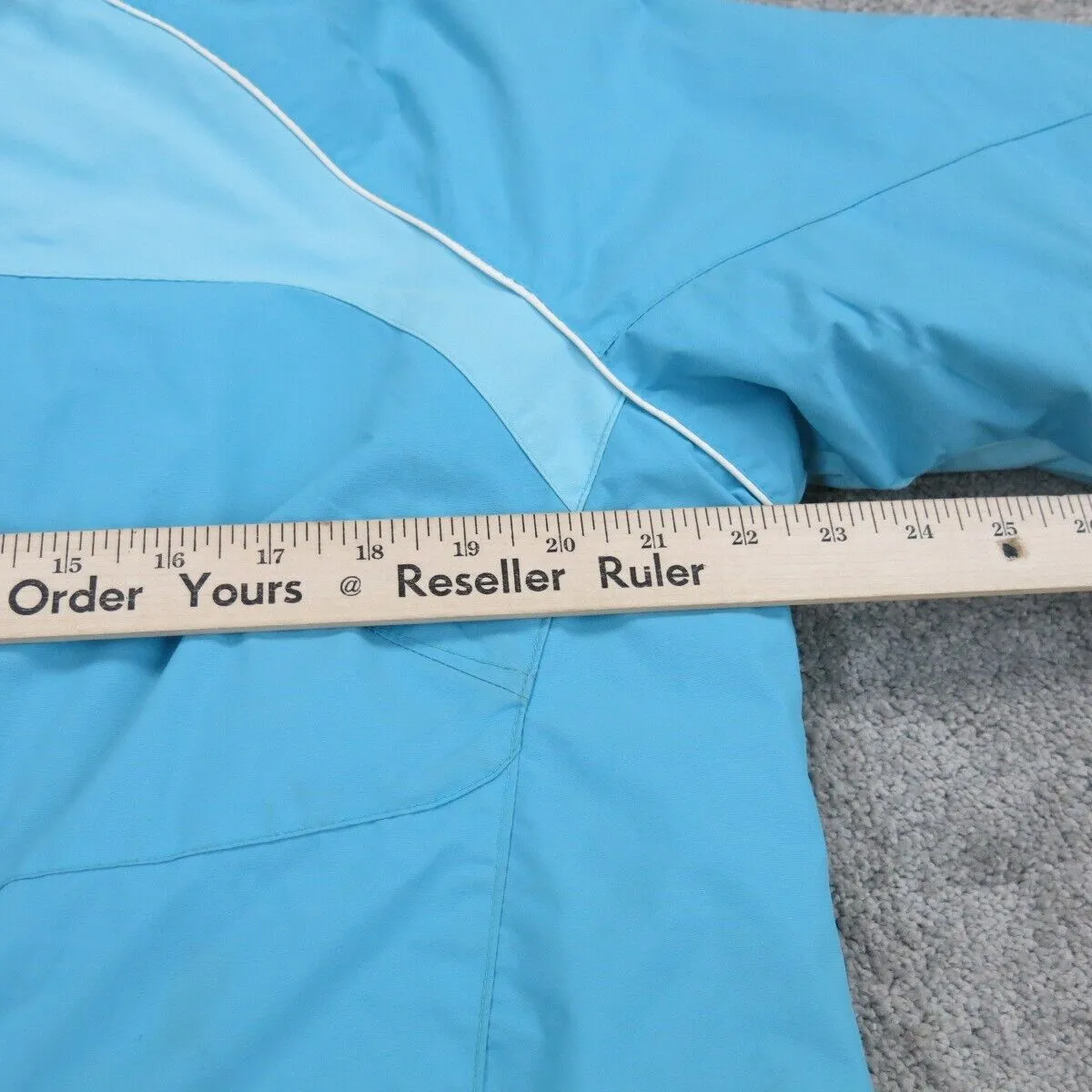 Columbia Womens Hooded Windbreaker Jacket Full Zip Long Sleeve Aqua Blue Size L