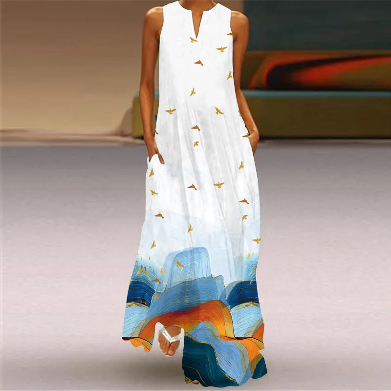 Fashion Multi-Color Sleeveless Maxi Dress