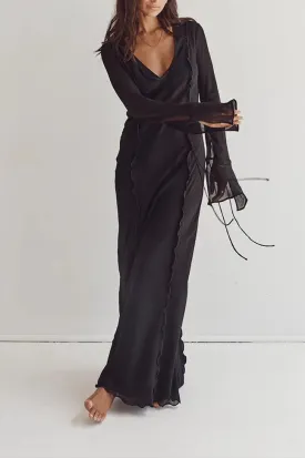 Fashion See-Through V-Neck Loose Dress