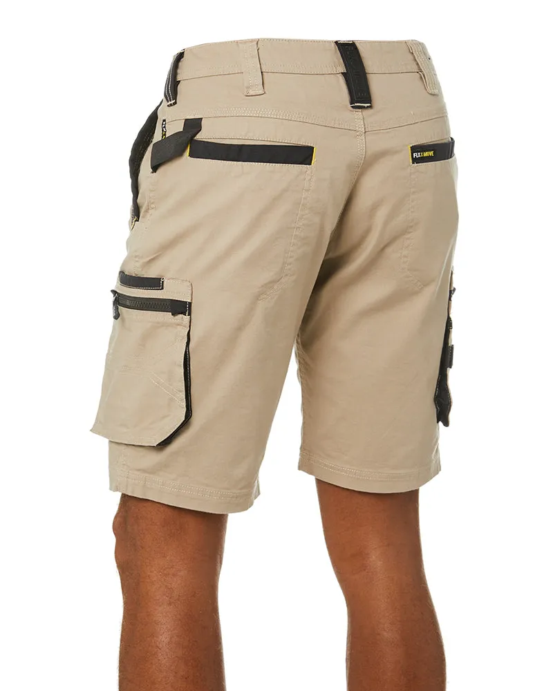 Flex and Move Stretch Canvas Utility Zip Cargo Short - Stone