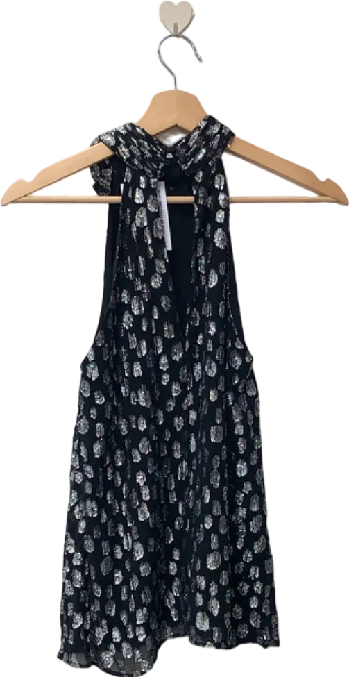 Friends Like These Black Polka Dot Halter Top UK 8