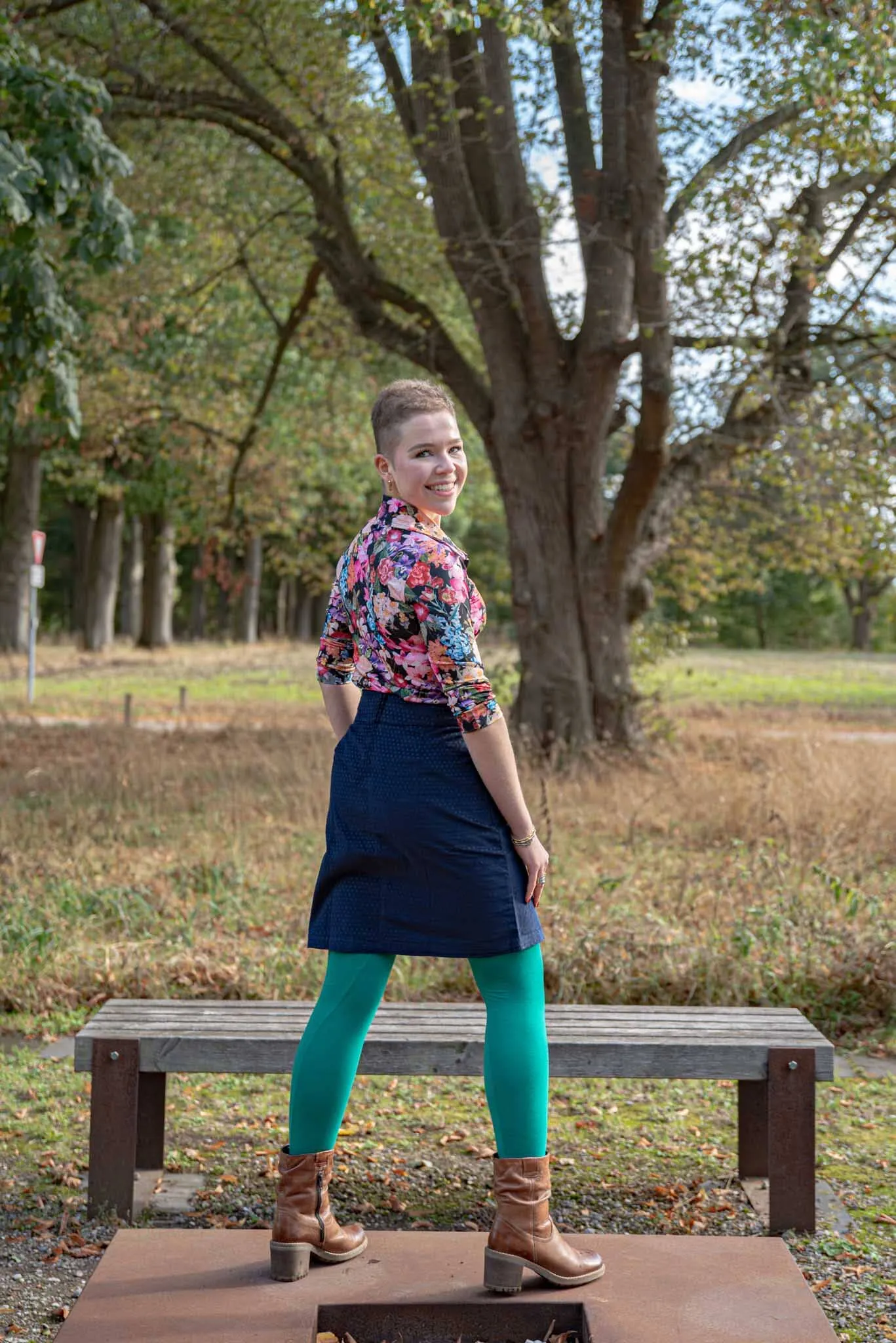 Jessy corduroy rok katoen - stippen donkerblauw