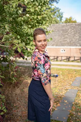 Jessy corduroy rok katoen - stippen donkerblauw