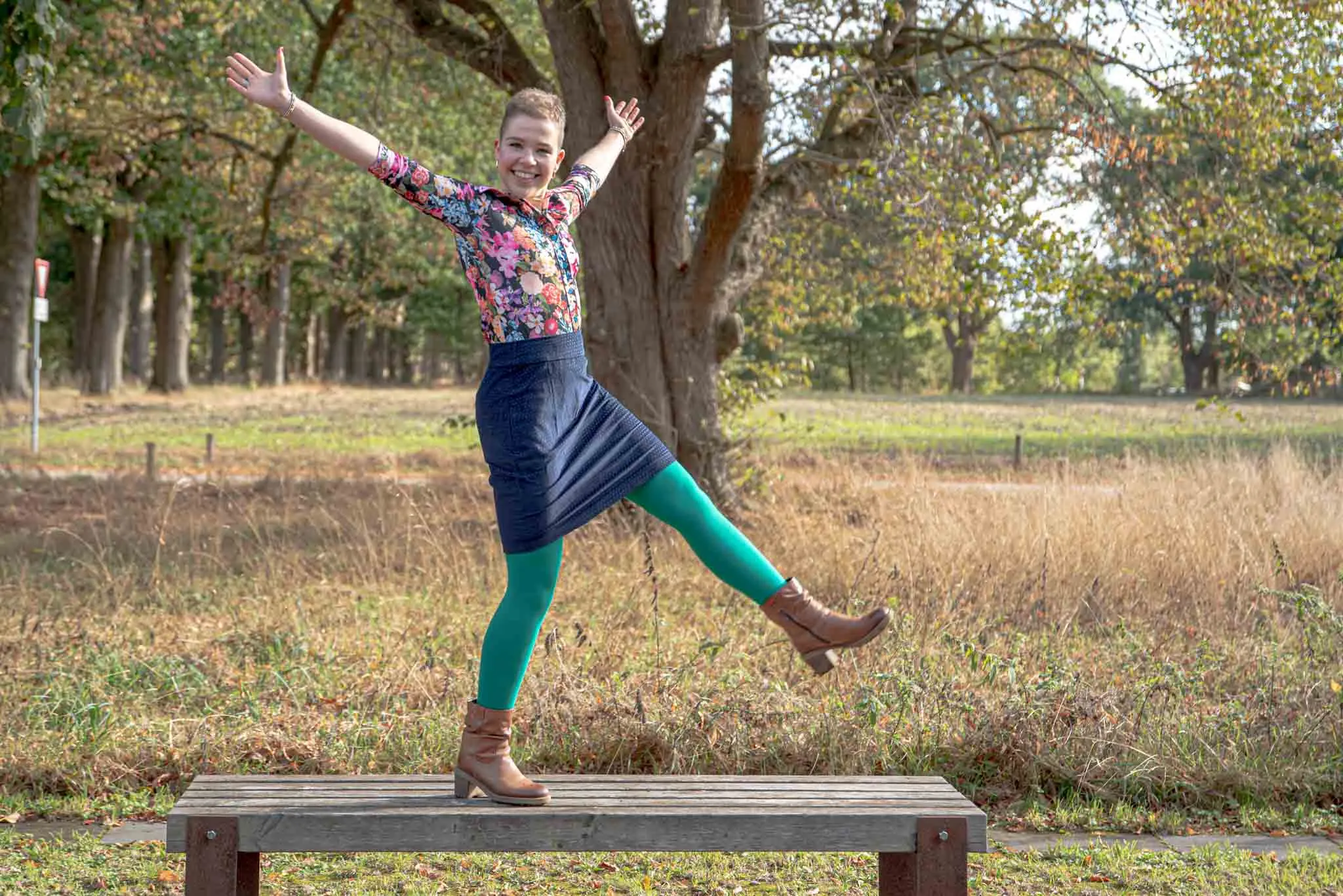 Jessy corduroy rok katoen - stippen donkerblauw