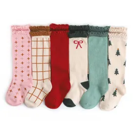 Lace Top Knee High Socks - Cozy Christmas Collection