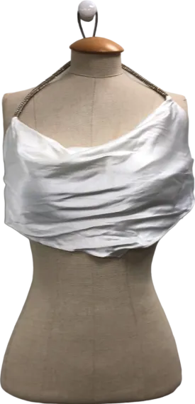 MESHKI White Draped Halter Top UK XS