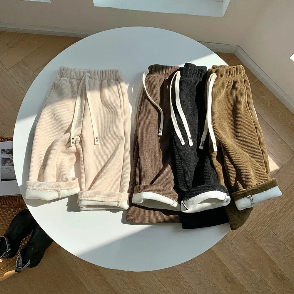 Sadie Corduroy Fleece Wide-Leg Pants