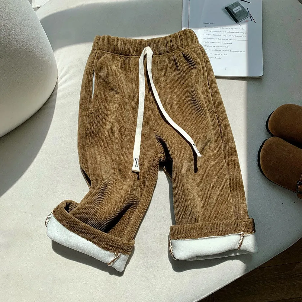 Sadie Corduroy Fleece Wide-Leg Pants