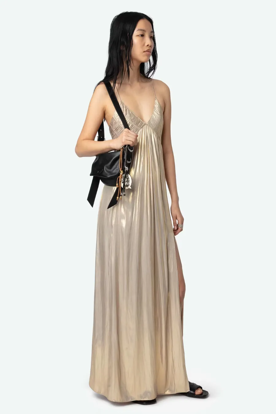 Satin Rayon Dress Gold