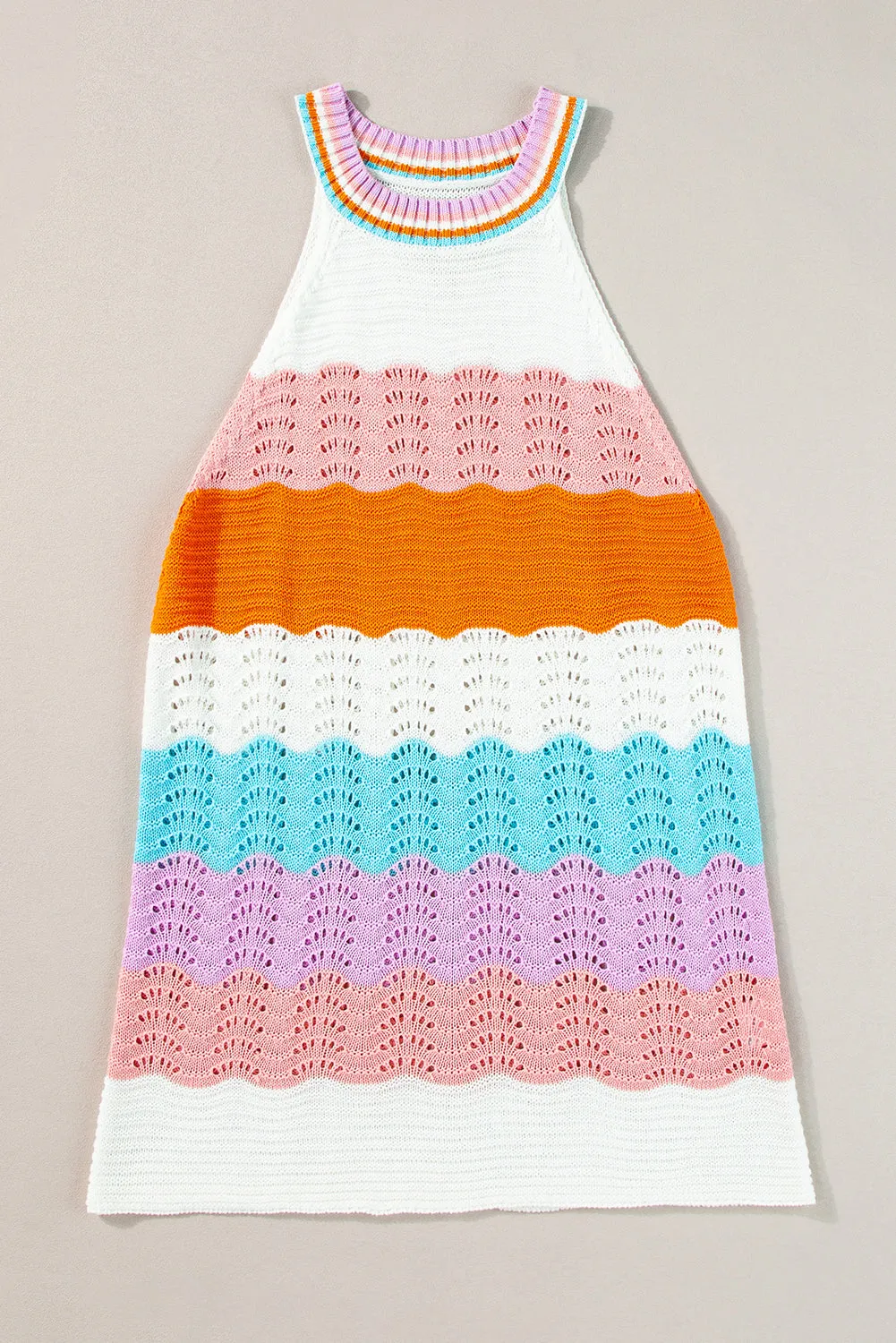 Sleeveless Loose Knit Halter Top