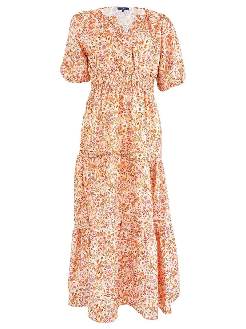 SS Maxi Dress - Tan Flowers