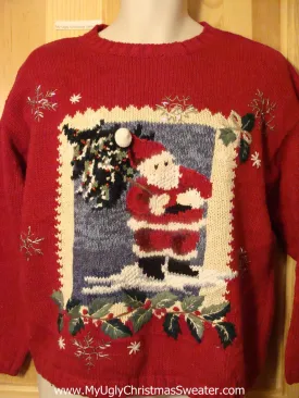 Tacky Ugly Christmas Sweater with Santa (f341)