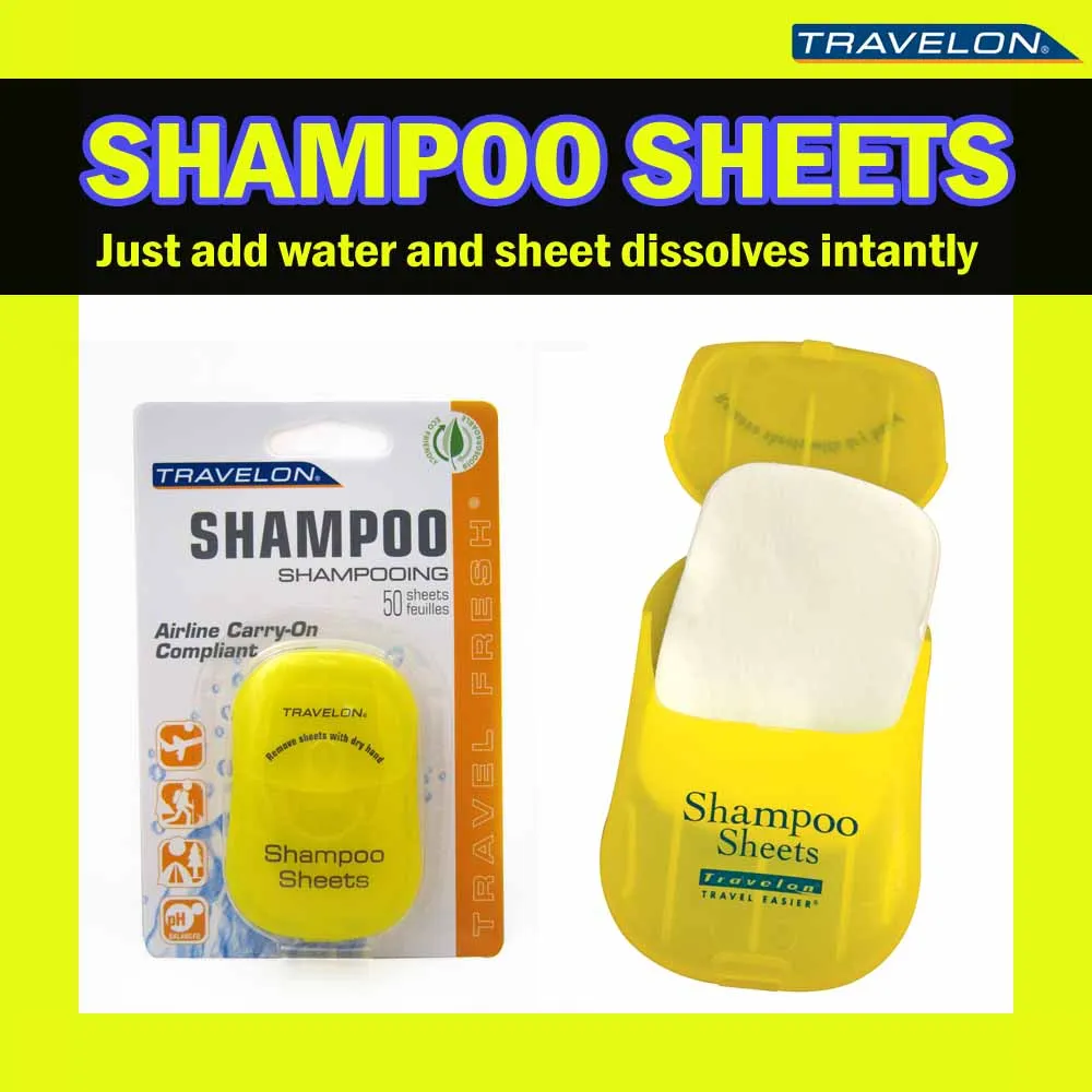 Travel Shampoo Toiletry Sheets Travelon 50 Count TSA OK