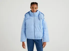 Unisex Hooded Puffer Jacket with Detachable Collar