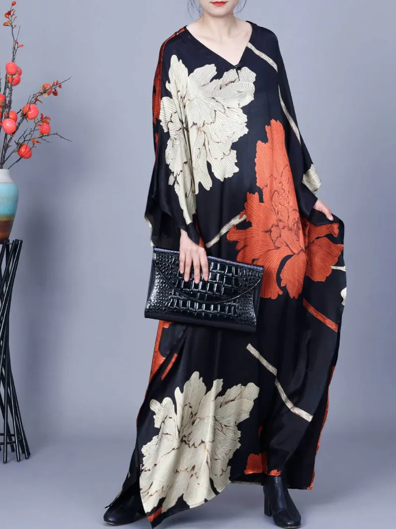 Women's Grace and Comfor Elevate Printed Flower Maxi Dress